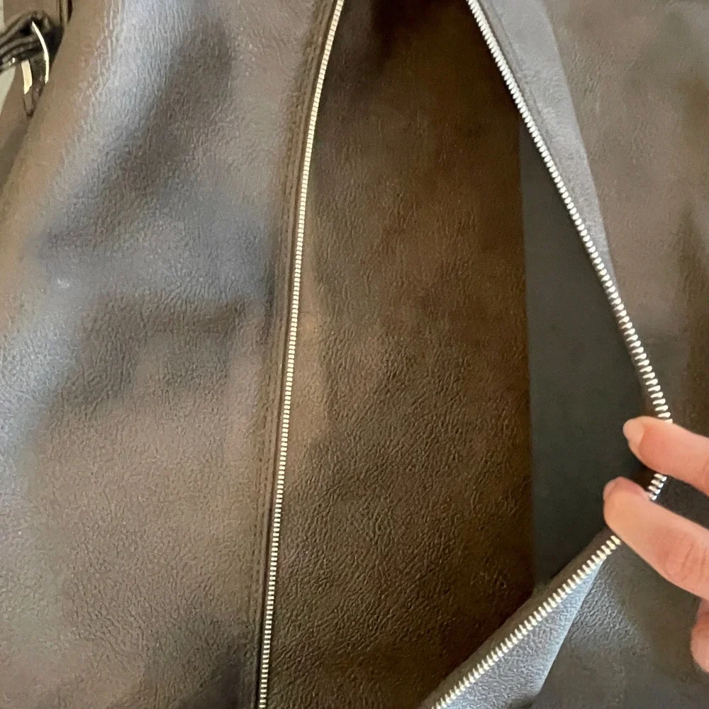 VTG American Tourister Brown Faux Leather Hanging Garment Bag 39x23 Travel Suit